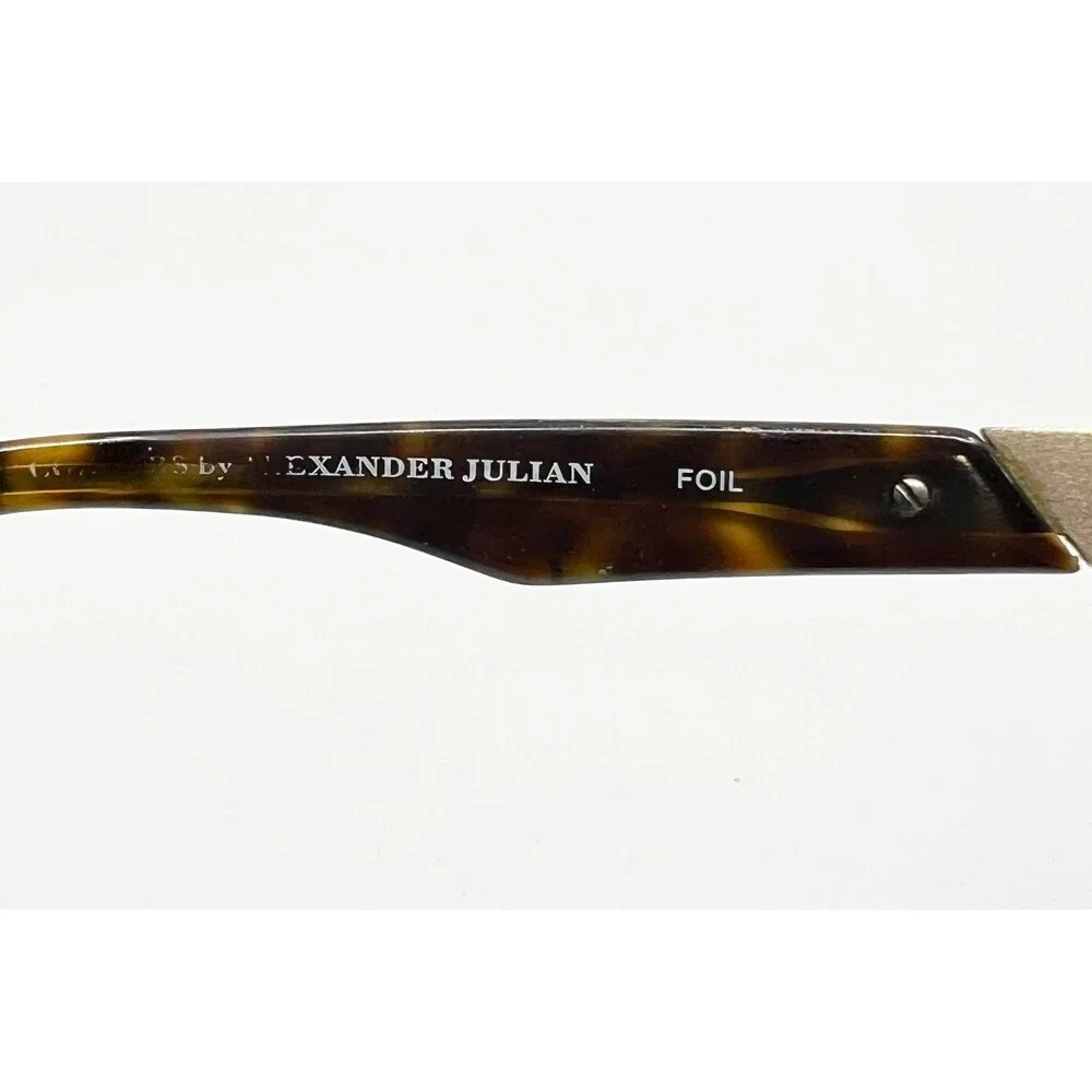 Alexander Julian Eyeglasses Mens Black Foil Tortoise Shell Rectangular 55-17-140